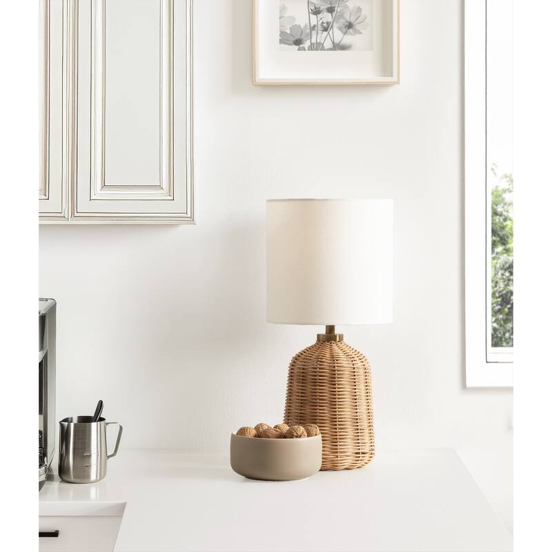 Kate and Laurel Wylla Rattan Table Lamp - 8x8x18