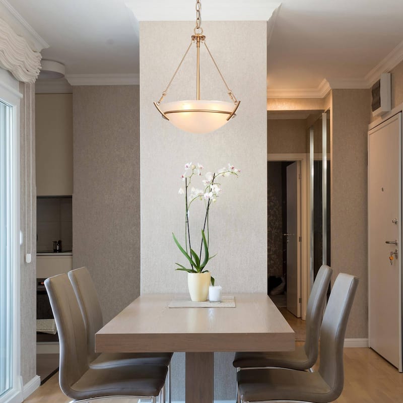 Modern Glam 3-Light Gold Chandelier Frosted Glass Pendant Lights for Dining Room - 12" D x 16.5" H