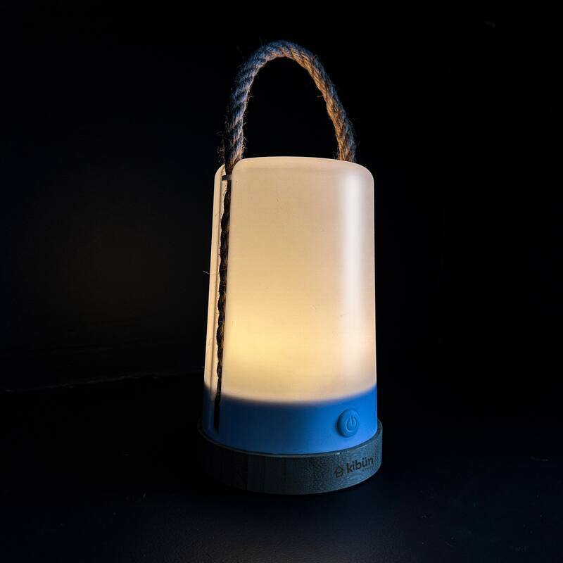 Kibun by Bulbrite Groove Cordless LED Outdoor Table Lamp with Dimmer, Built-in Rechargeable Battery, 3-Level Brightness, White