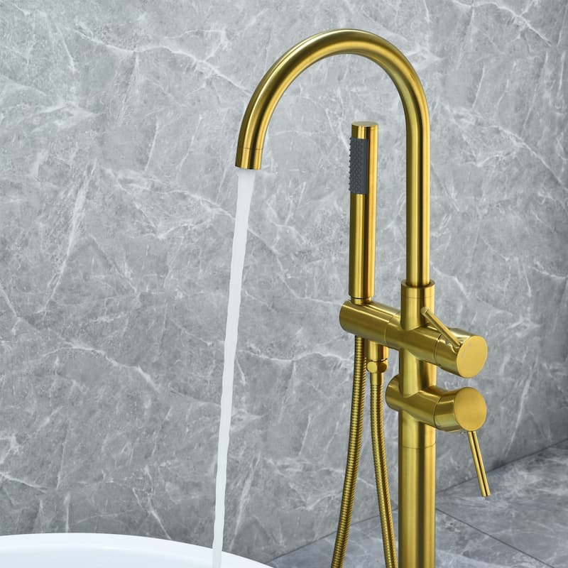 Altair Assens Double Lever Handle Freestanding Floor Mounted Tub Filler with Handshower