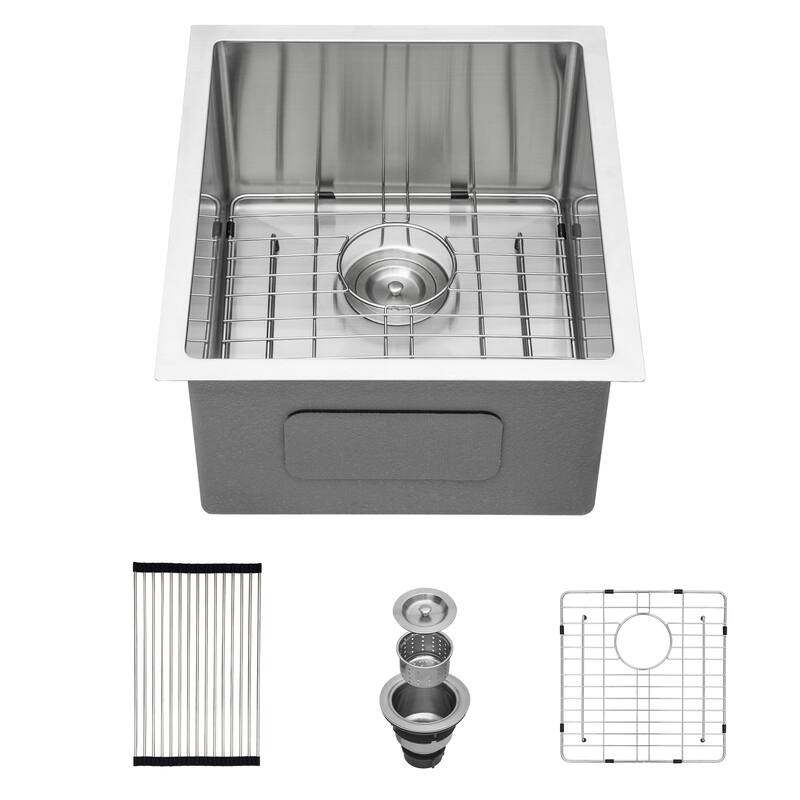Undermount 16 Gauge Single Bowl Stainless Steel Kitchen Sink in Brushed Nickel