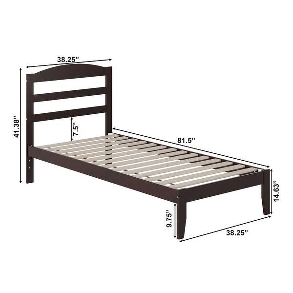 dimension image slide 4 of 5, Warren Solid Wood Platform Bed with Attachable USB Charger