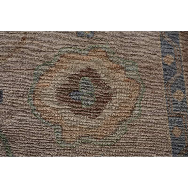 Hand Knotted Oriental 100% Wool Carpet Transitional All-Over Beige & Ivories Oushak Area Rug - 9' 9'' X 8' 1''