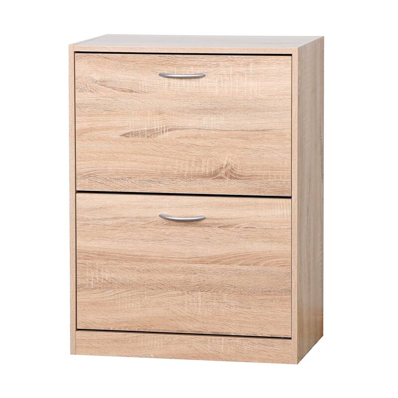 Wooden Shoe Storage Cabinet with 2 Flip Doors