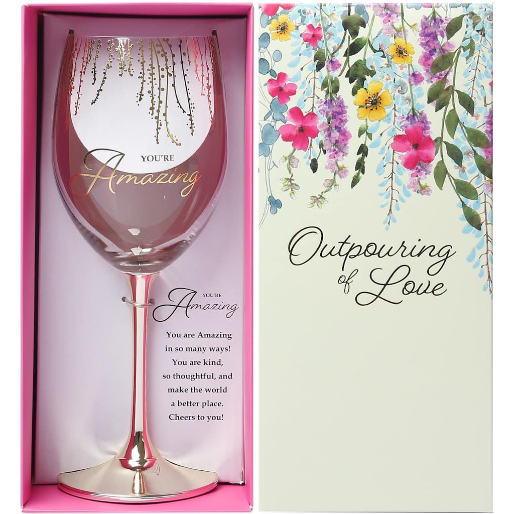Pavilion You're Amazing Gift Boxed Crystal Wine Glass - 19 oz