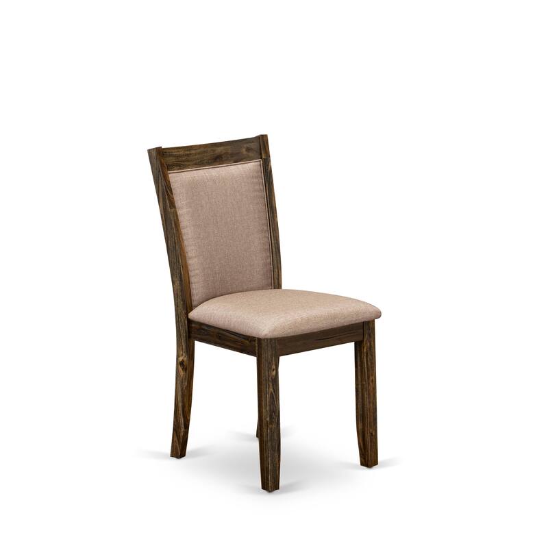 East West Furniture Dining Set- a Dining Table and Dark Khaki Linen Fabric Parson Chairs, Distressed Jacobean(Pieces Options)