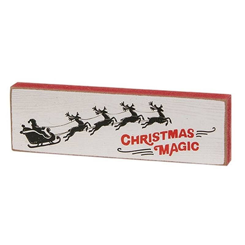 Christmas Magic Thin Wood Blocks for Shelf Display - 3 Asstd. - 5" x 0.50" x 1.50"