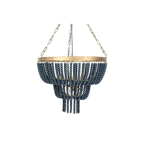 2-Tier Draped Wood Bead Chandelier