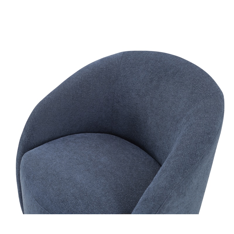 Boucle Swivel Barrel Chair, Round Upholstered Leisure Armchair, Reading Accent Chair with Curved Back & Metal Base