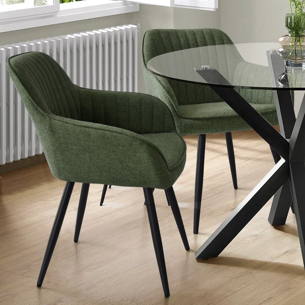 Upholstered Dining Chair with Arms (Set of 2)