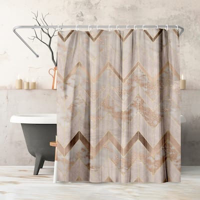 Chic Rose Gold Marble Copper Chevron - Shower Curtain