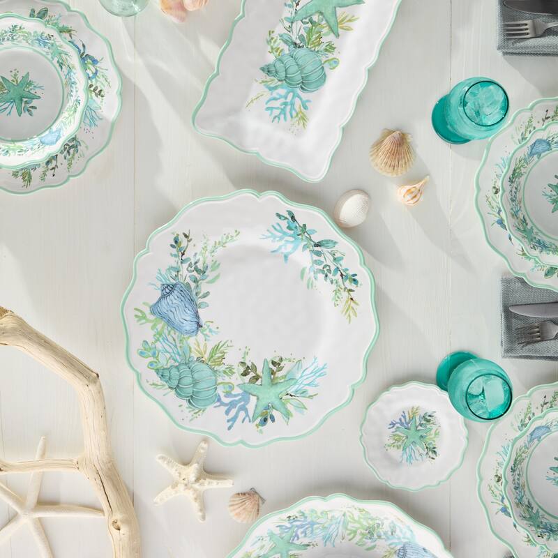 Certified International Sea Glass Melamine 2 Piece Platter Set - 18.00"L x 13.50."H x 0.75"H