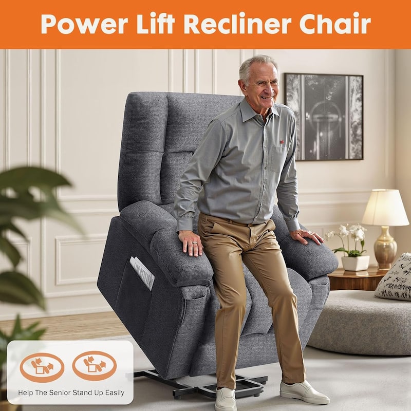 Recliner Chair, Reclining Massage Chair with Heat, Home Theater Seating Electric Power Lift Chair for Living Room
