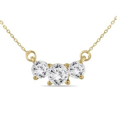 Marquee 1 Carat TW Three Stone Diamond Pendant Necklace in 14K Yellow Gold
