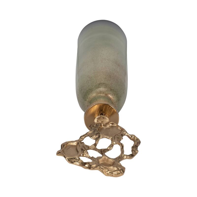 Sagebrook Home Anders Gold Floor Bottle, Cylinder, Glass, Ombre, Gold, Contemporary