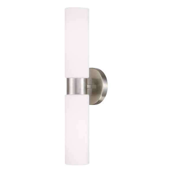 slide 2 of 12, Theo 2-Light Sconce - 5"W x 20.5"H x 5"E Brushed Nickel