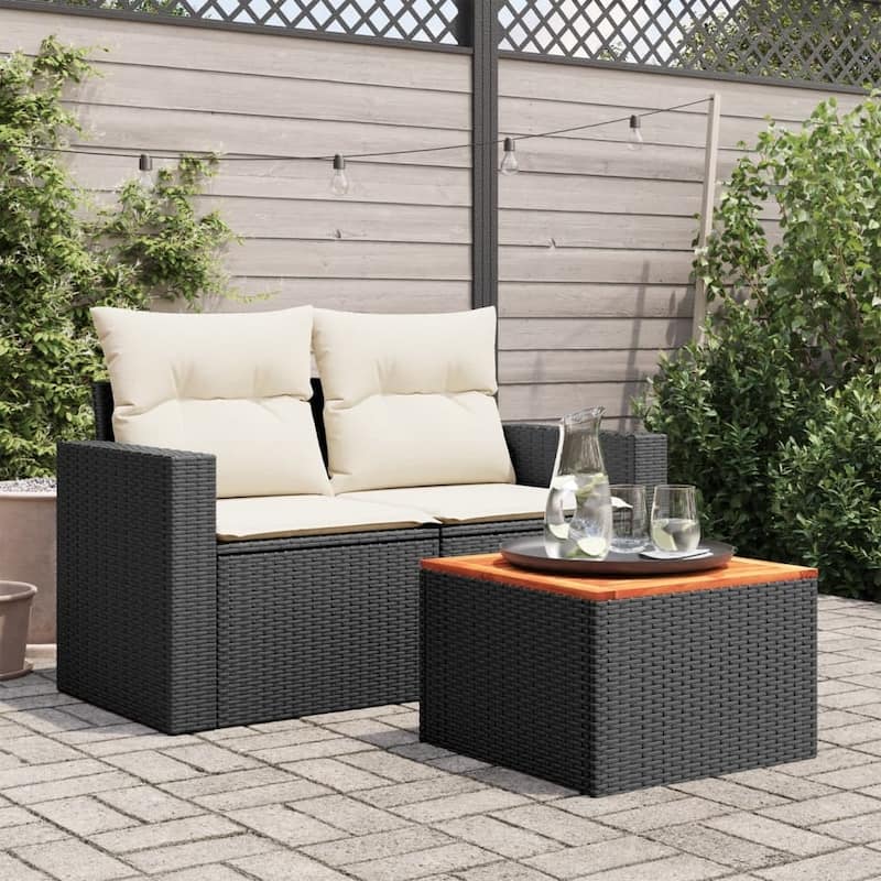 vidaXL Patio Table Outdoor Garden Firniture Side Tea Coffee Table Poly Rattan - 21.7 x 21.7 x 14.6 in
