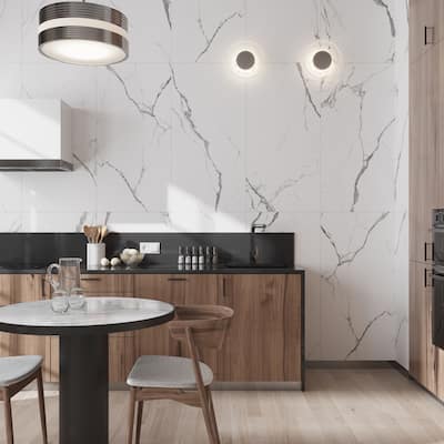 Terrain 24x48 White Gray Porcelain Large Format Veining Wall and Floor Tile (15.55 sq ft/case) - 2 Pack