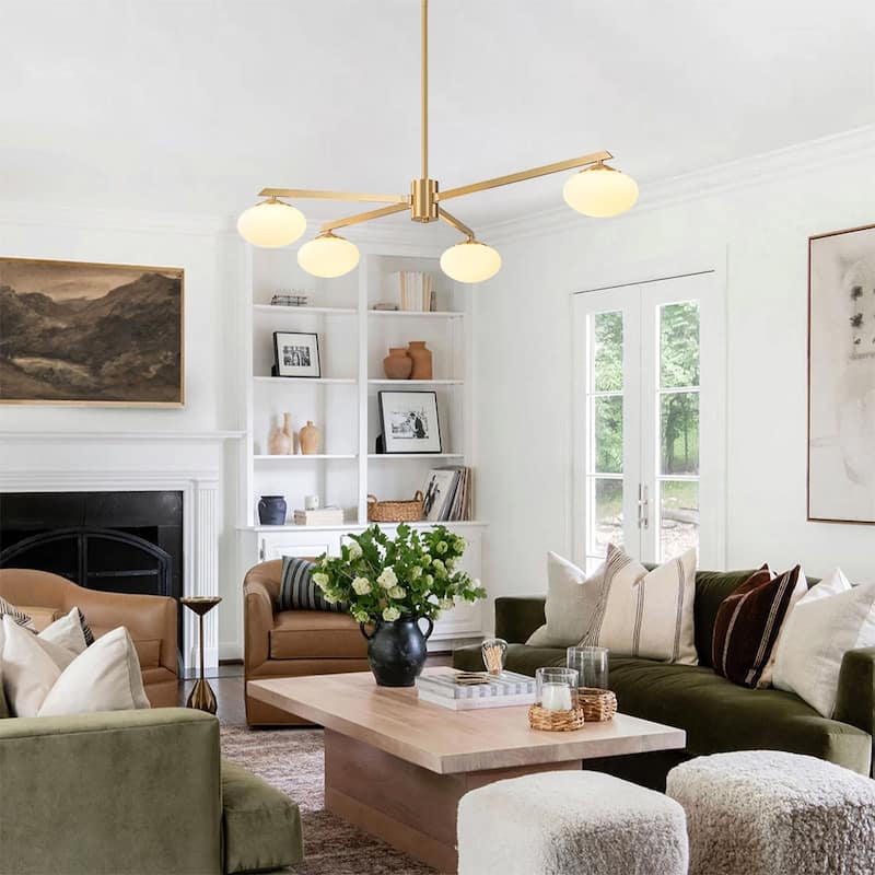Modern Ellipse Glass Sputnik Chandelier Convertible to Semi-flush Mount