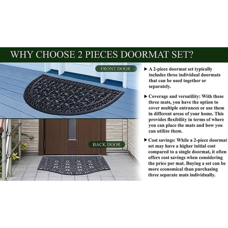 A1HC Rubber Grill Matching Doormat Set, For Front, Patio & Garage Entrance, Heavy Duty for Indoor Outdoor