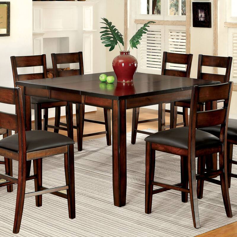 Furniture of America Paur Cherry 54-inch Square Expandable Counter Height Table