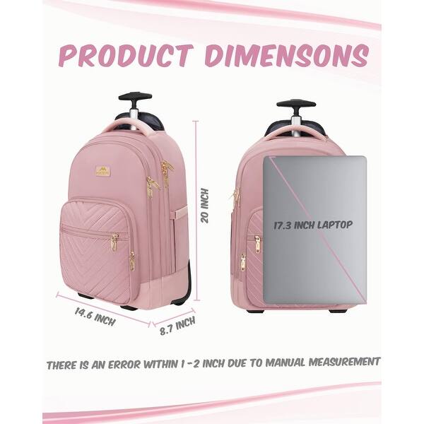 Rolling Backpack for Women, 17 Inch Travel Laptop Backpacks with Wheels, Waterproof Large Roller Carry On Luggage Wheeled - Bed Bath & Beyond - 42714469 Rolling Backpack for Women, 17 Inch Travel Laptop Backpacks with Wheels, Waterproof Large Roller Carry On Luggage Wheeled - Bed Bath & Beyond - 42714469