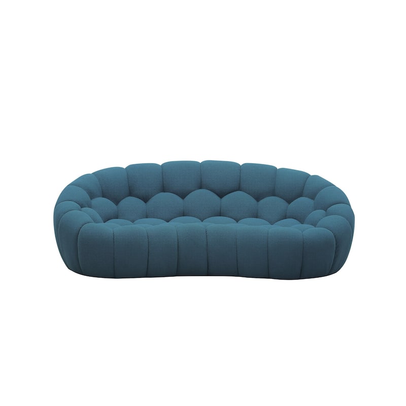 Divani Casa Yolonda Modern Curved Dark Teal Fabric Loveseat