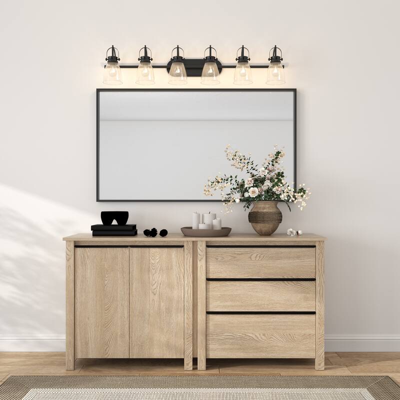 Acroma 6-light Modern Industrial Nickel Bathroom Vanity Lights