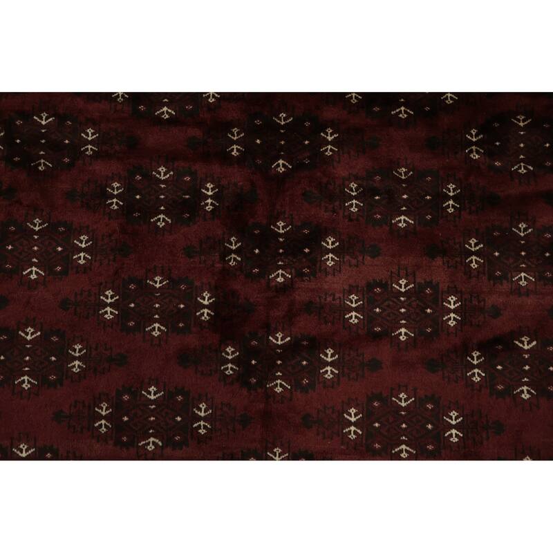 Hand Knotted Oriental 100% Wool Carpet Traditional Geometric Red Bokhara Area Rug - 13' 4'' X 8' 3''