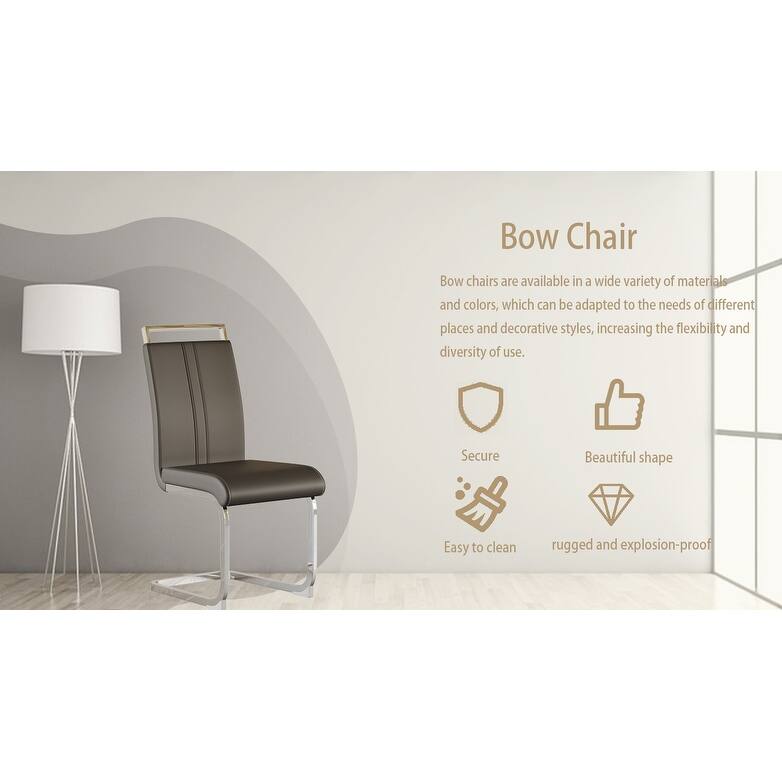 Modern Dining Chairs,PU Faux Leather High Back Upholstered Side Chair with Silver Metal Legs