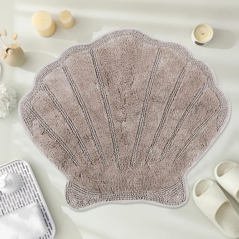 Better Trends Seashell Bath Rug 100% Cotton Absorbent Reversible Bathroom Mat Marilyn Collection