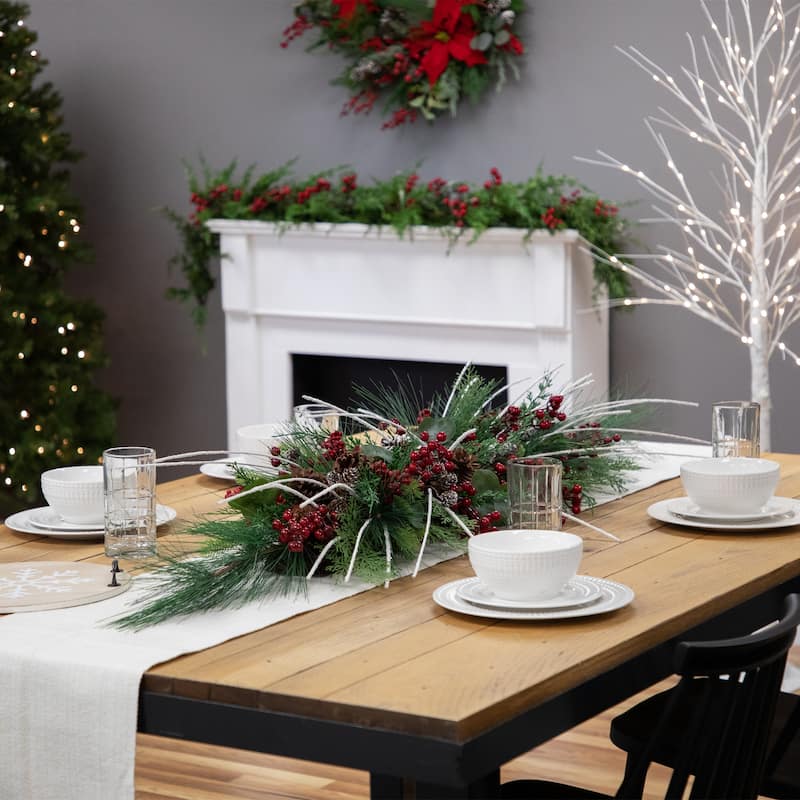Berries and Birch Twigs Artificial Pine Christmas Swag - 62" - Unlit