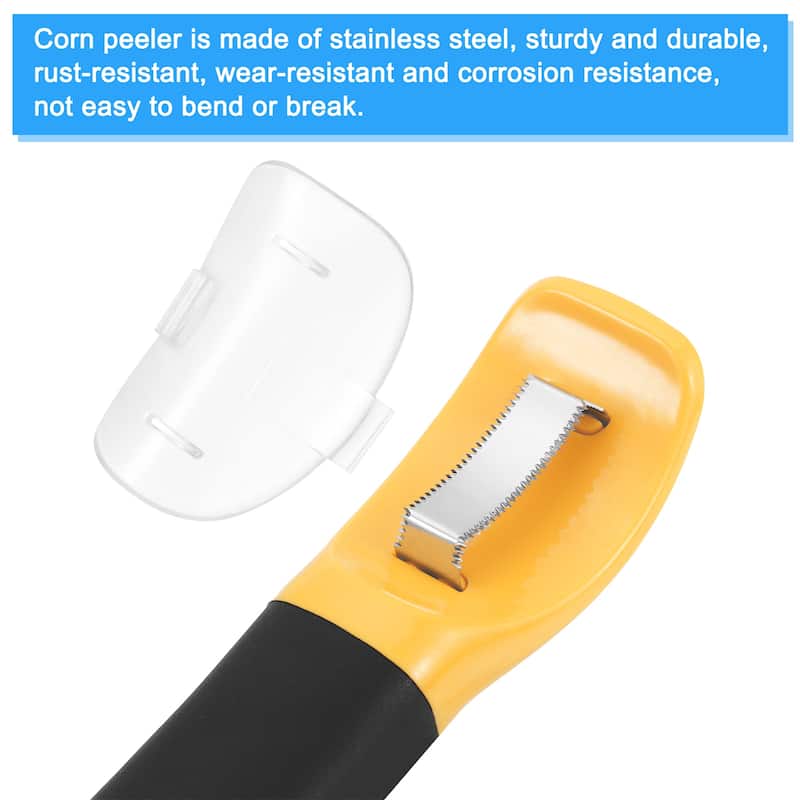 2pcs Stainless Steel Corn Peeler Corn Stripper Tool for Corn on the Cob, Silver - Yellow/Black