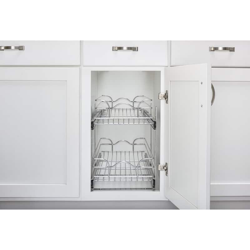 Rev-A-Shelf Pullout 2-Tier Basket Organizer for Kitchen Cabinets, 9 x 22 In, 5WB2-0922CR-1