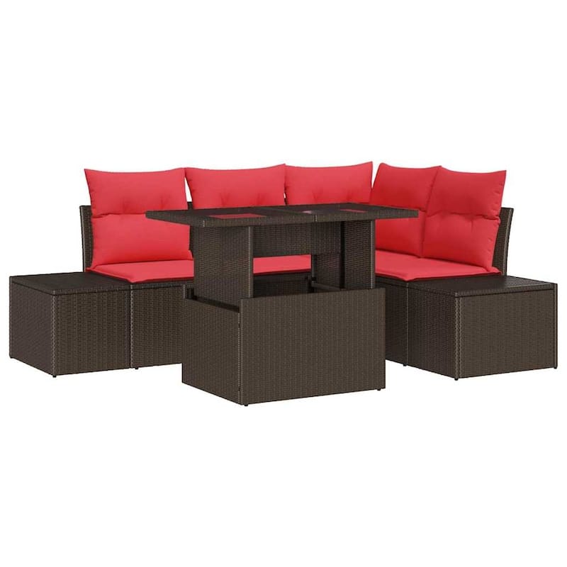 vidaXL 5 Piece Garden Sofa Set with Cushions - 82.3×60.6×27.2