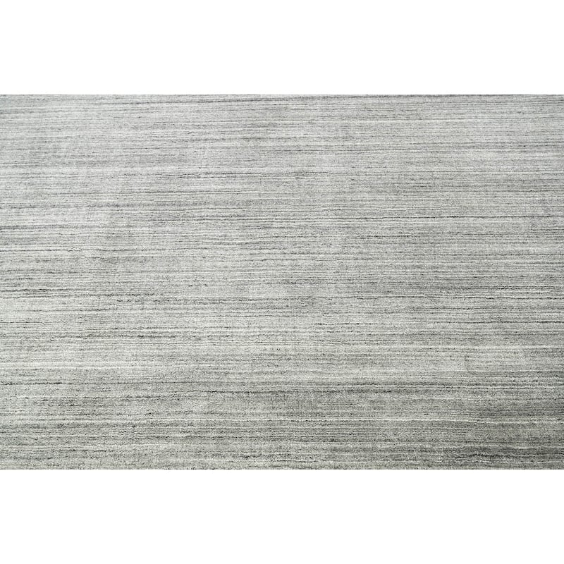 Hand Knotted Tone On Tone Gray Tibetan Wool Modern Oriental Area Rug