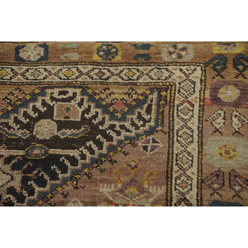 Hand Knotted Oriental 100% Wool Carpet Traditional Tribal Multi-Colored Shiraz Runner Rug - 9' 7'' X 4' 3''