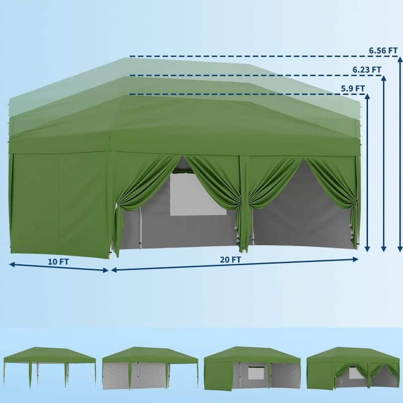 10x20 Pop Up Canopy Tent Outdoor with 6 Removable Sidewalls