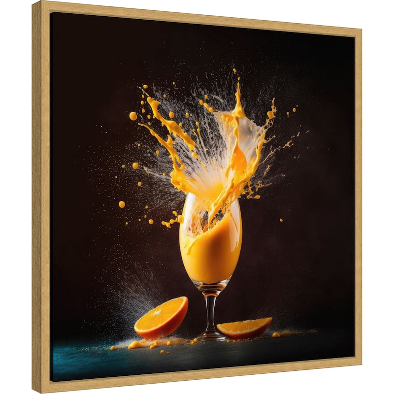Mimosa Splash by Jake Fouracre Framed Canvas Wall Art Print - Sylvie Bright Gold