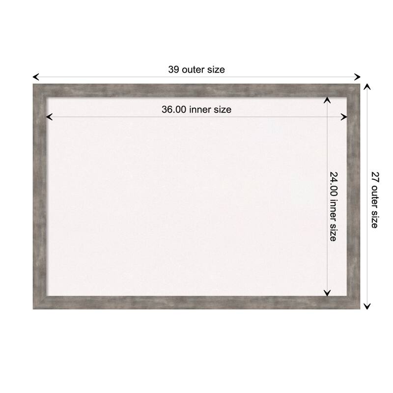 Marred Wood Framed White Corkboard Bulletin Board - Marred Pewter - Board Size 36x24