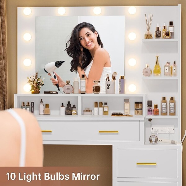 Vanity with light bulb mirror on sale