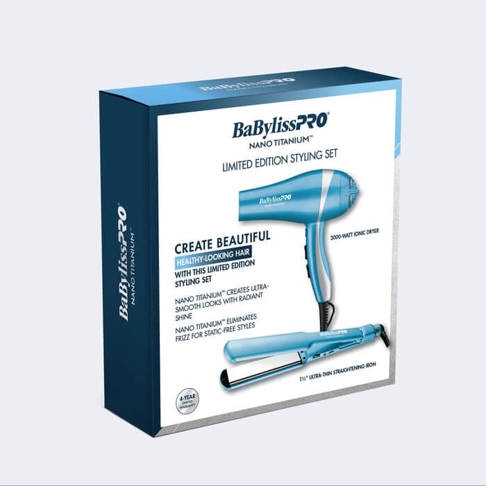 BaBylissPRO Nano Titanium Hair Dryer & 1.5" Flat Iron Set