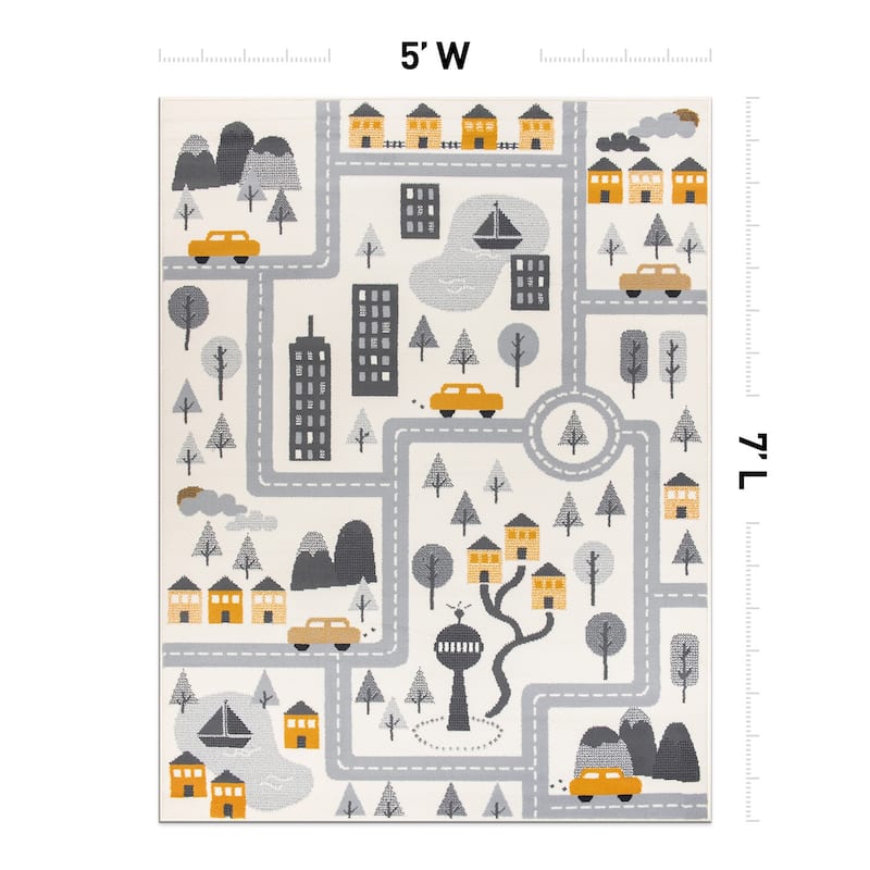 World Rug Gallery Adventureville Kids Play Road Area Rug