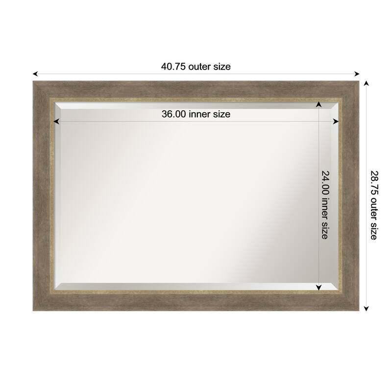 Driftwood Tan Beveled Wood Framed Bathroom Vanity Wall Mirror - Driftwood Tan - 41 x 29 in