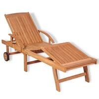 vidaXL Teak Wood Sunlounger Outdoor Garden Patio Daybed Recliner Chaise Lounge
