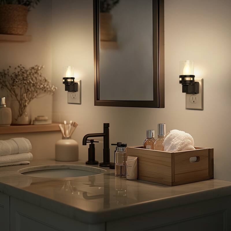 Set of 2 Retro Candle Night Light, C7 LED Filament, 3000K Warm, Dusk to Dawn Light Sensor for Hallway Bedroom Stairway