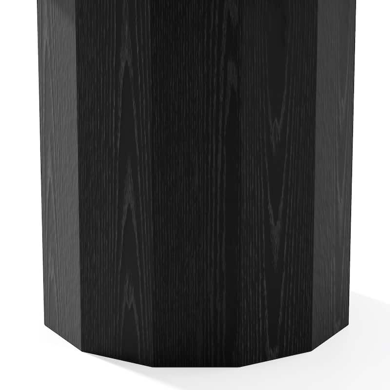 Solid Wood Round Dining Table Kitchen Table for 4-6 with Tabletop and Cylindrical Base for Living/Dining Room Coffee Office