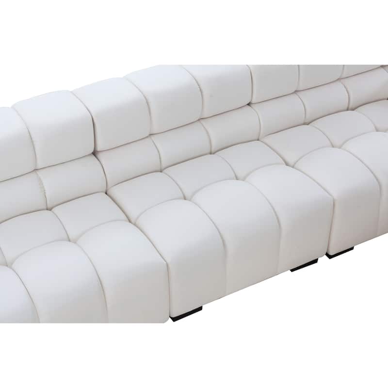 L Shaped Large Upholstered Fabric Couch Sectional Sleeper Sofa with Ottoman