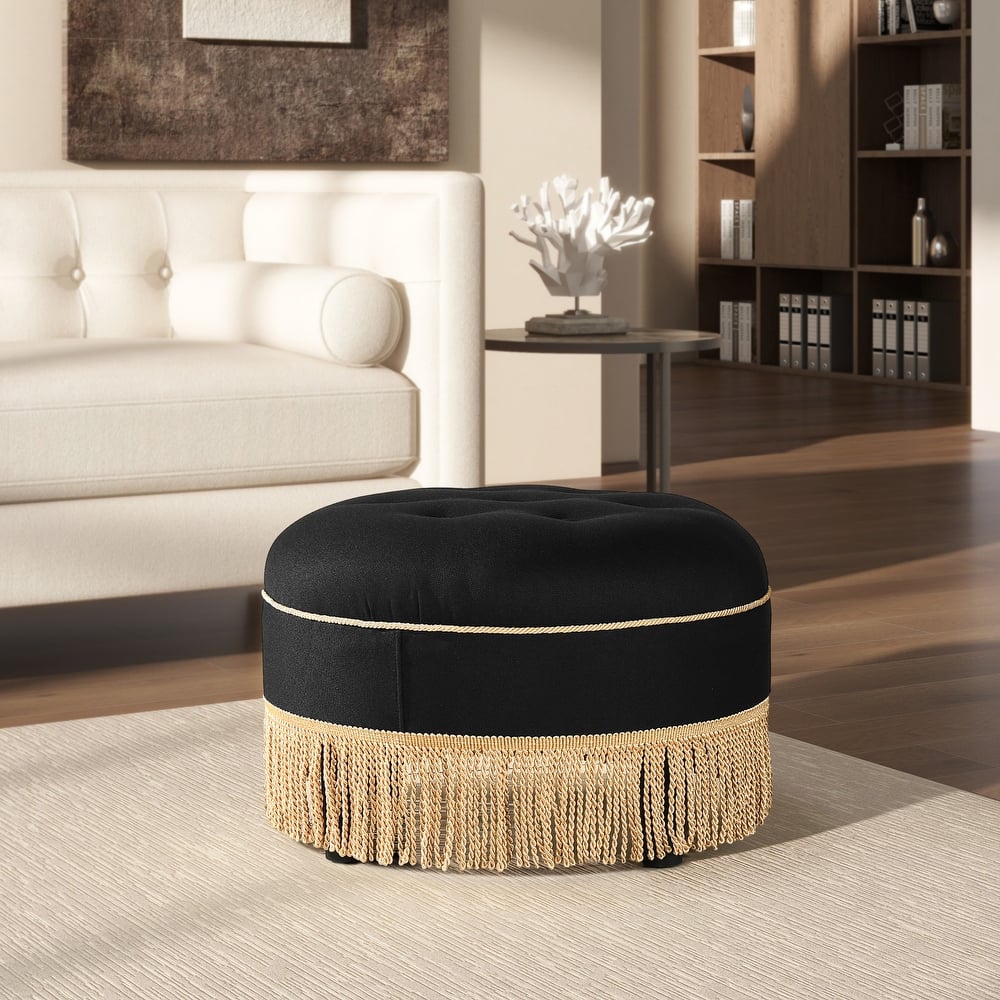 Yolanda 24" Upholstered Round Accent Ottoman