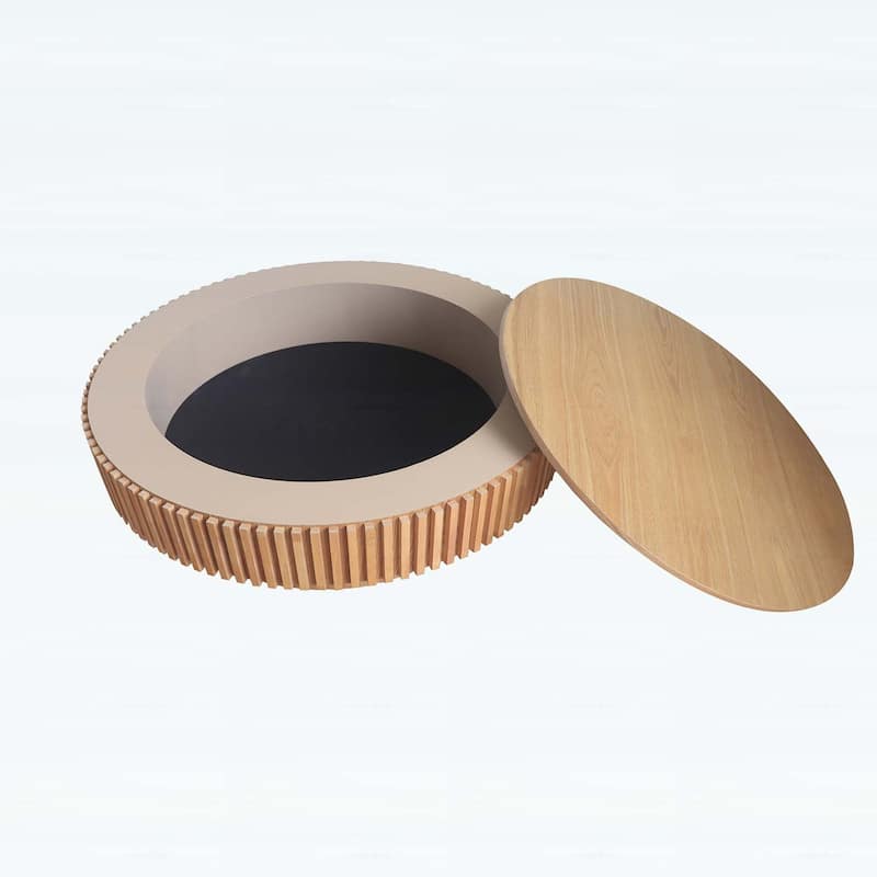 39.37'' Round Coffee Table with Storage,for Living Room,Bedroom,Apartment,or Office